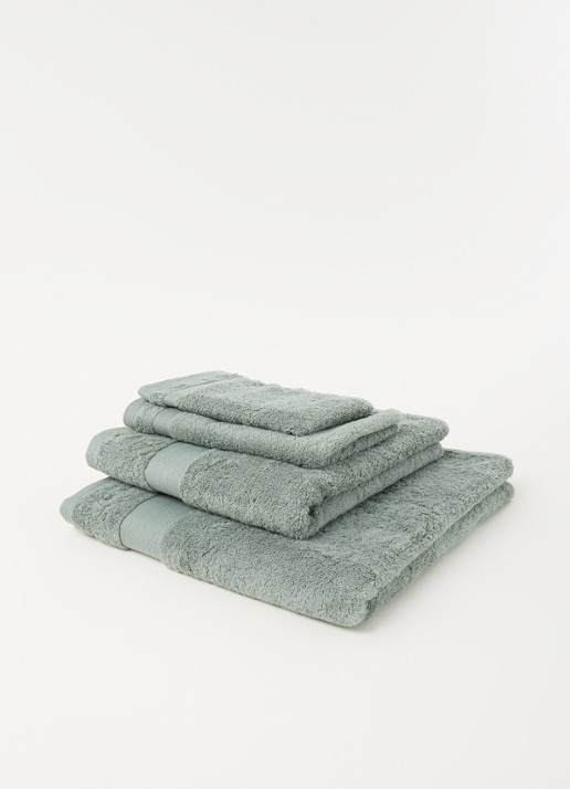 de Bijenkorf Home  Softness washand - 600 gr/m2 - 16 x 21 cm set van 2 - voorkant 2 zeegroen
