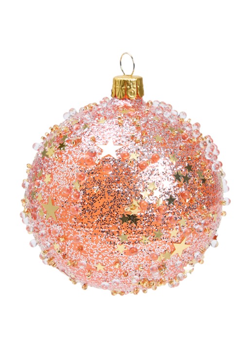de Bijenkorf Home Sterren Oranje kerstbal 8 cm