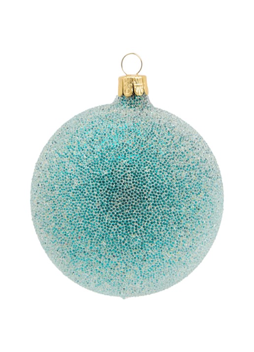 de Bijenkorf Home Vorst kerstbal 8 cm - voorkant 2 turquoise