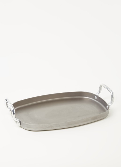 De Buyer Mineral B Plancha bakplaat 38 x 26 cm  - voorkant 2 grijs