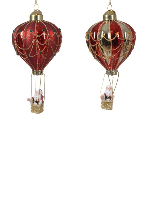 Decoris Ballon kersthanger 14 cm set van 2