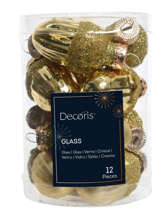 Decoris Eikel kersthanger 4 cm set van 12
