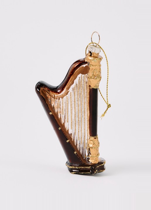 Decoris Harp kersthanger 10 cm - detail bruin