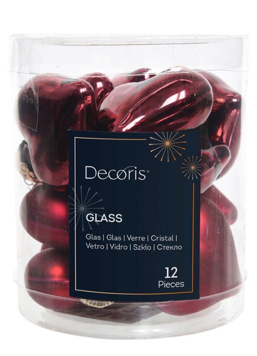 Decoris Hart kersthanger 4 cm set van 12