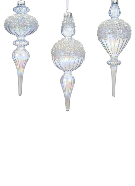 Decoris Ijspegels kersthanger 20 cm - voorkant transparant