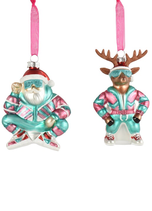 Decoris Kerstman kersthanger 12 cm - voorkant multicolor