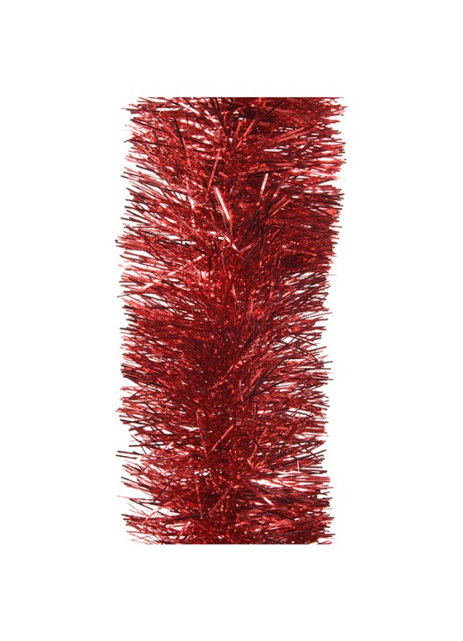 Decoris Lametta kerstguirlande 270 cm - voorkant rood
