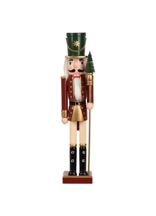 Decoris Notenkraker ornament 48 cm - voorkant bordeauxrood