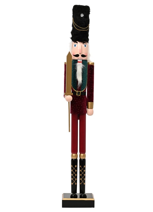 Decoris Notenkraker ornament 89 cm - voorkant bordeauxrood