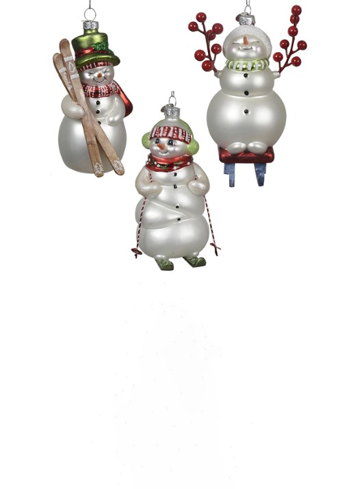 Decoris Sneeuwpop van glas 13 cm