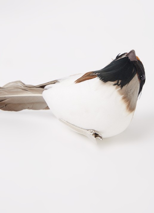 Decoris Vogel ornament met clip 6 cm - detail 2 wit