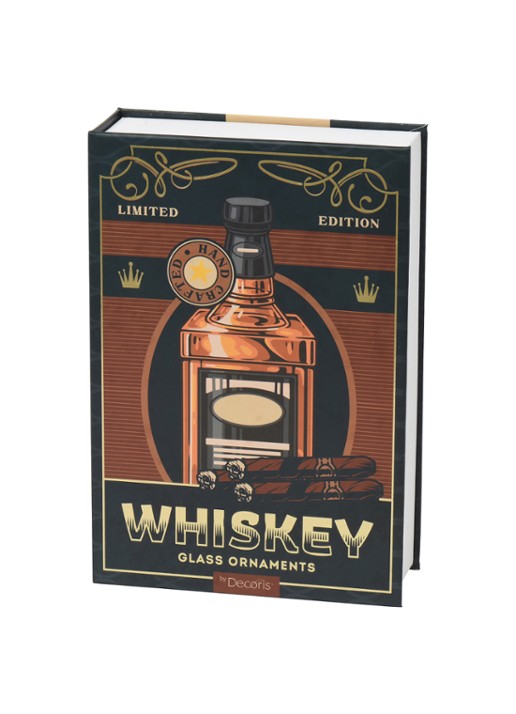 Decoris Whiskey kersthangers in giftset - voorkant bruin