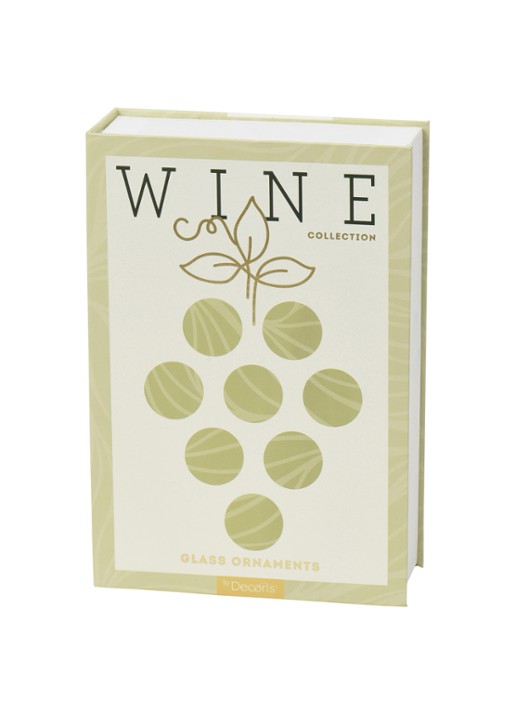 Decoris Witte wijn kersthanger in giftset 13,8 cm