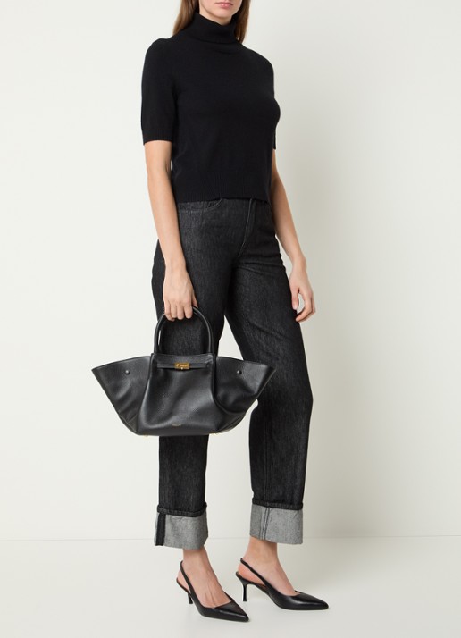 DeMellier The Midi New York handtas van leer - voorkant 5 zwart