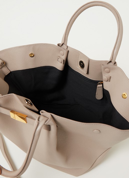 DeMellier The Midi New York handtas van leer - detail taupe