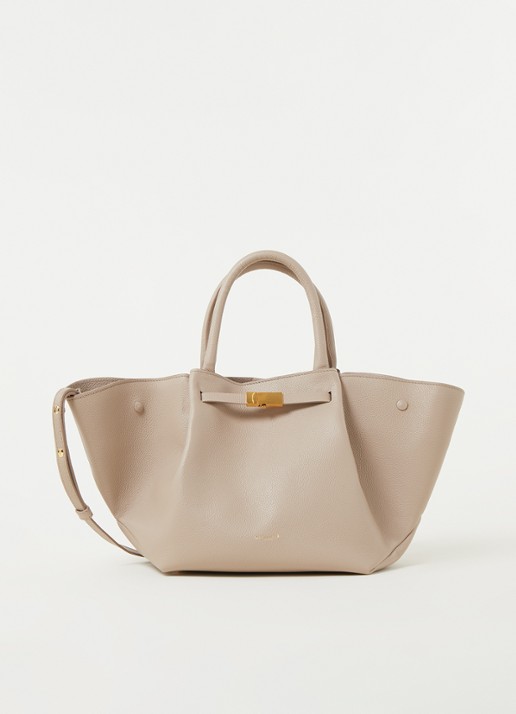 DeMellier The Midi New York handtas van leer - voorkant 3 taupe