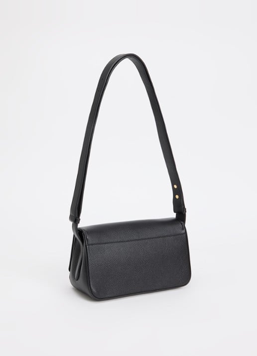 DeMellier The New York crossbodytas van leer met verstelbare schouderriem - achterkant zwart