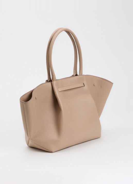 DeMellier The New York handtas van leer - achterkant beige