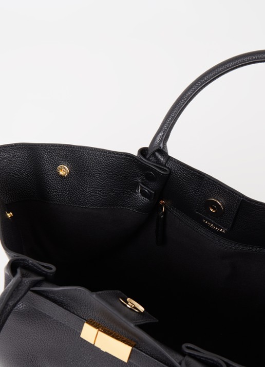 DeMellier The New York Midi handtas van leer - detail zwart