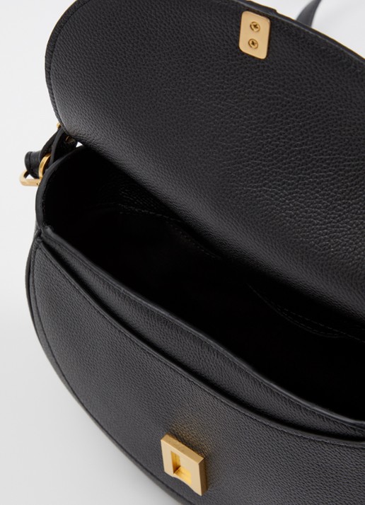 DeMellier The Siena crossbodytas van leer - detail zwart