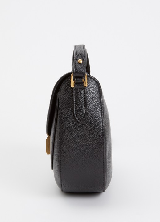 DeMellier The Siena crossbodytas van leer - detail 2 zwart