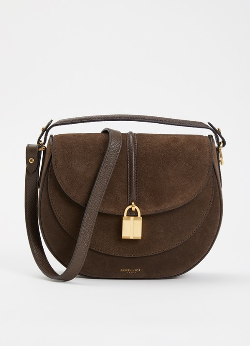 DeMellier The Siena Saddle crossbodytas van leer met details van suède