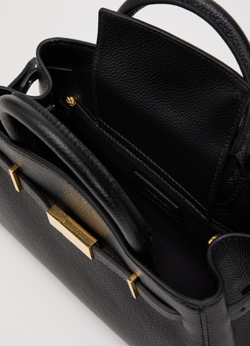 DeMellier The small hudson handtas van leer met afneembare schouderriem - detail 3 zwart