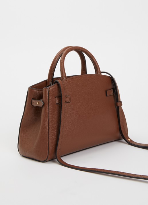 DeMellier The Small Hudson handtas van leer met afneembare schouderriem - achterkant 5 cognac