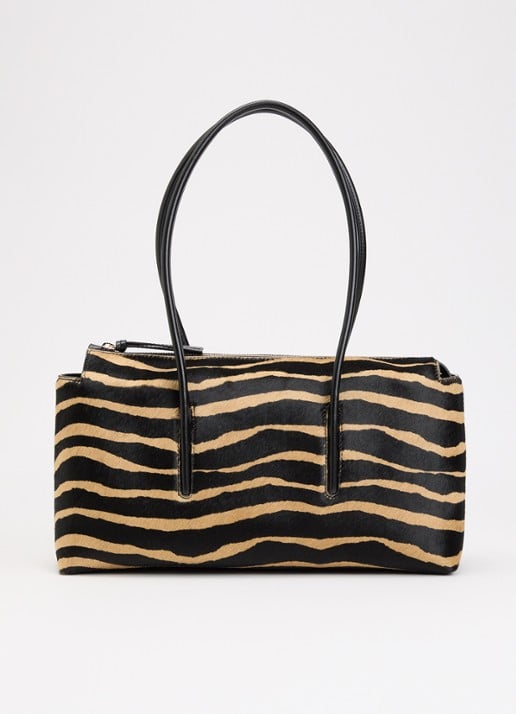 DeMellier The Stockholm schoudertas van kalfsleer met ponyhair