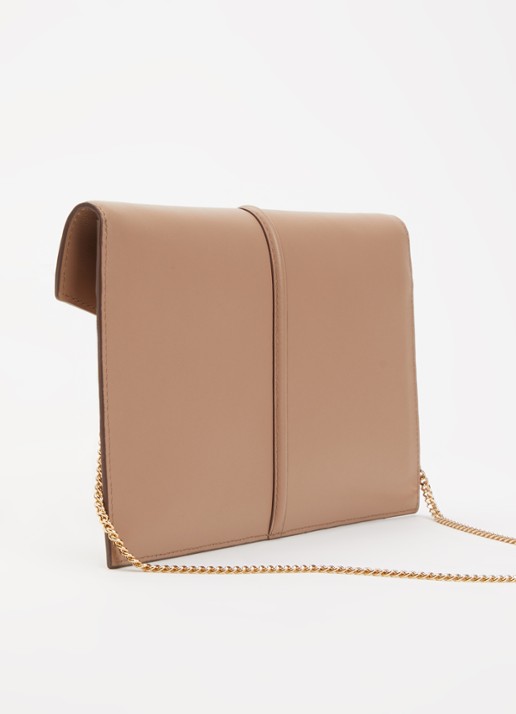 DeMellier The Tokyo clutch van leer - achterkant zand
