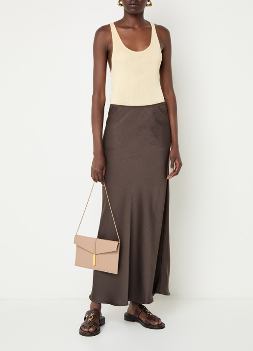 DeMellier The Tokyo clutch van leer - voorkant 6 zand
