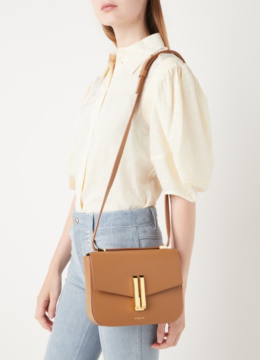 DeMellier The Vancouver crossbodytas van leer - voorkant 2 bruin