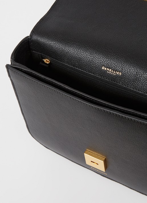 DeMellier Vancouver crossbodytas van leer - detail zwart