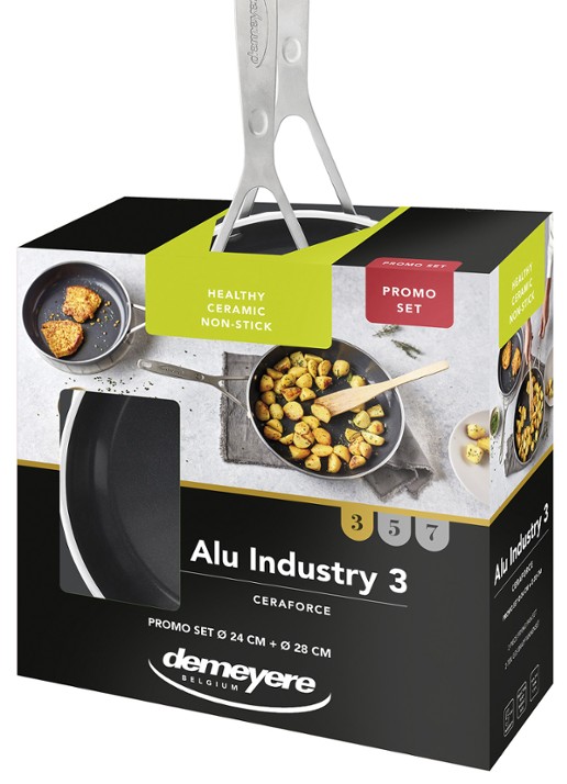 Demeyere Alu Industry 3 Ceraforce koekenpannenset 24 + 28 cm - achterkant zwart
