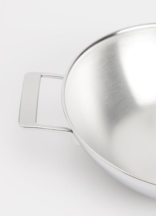Demeyere Industry 5 wokpan met deksel  - detail zilver