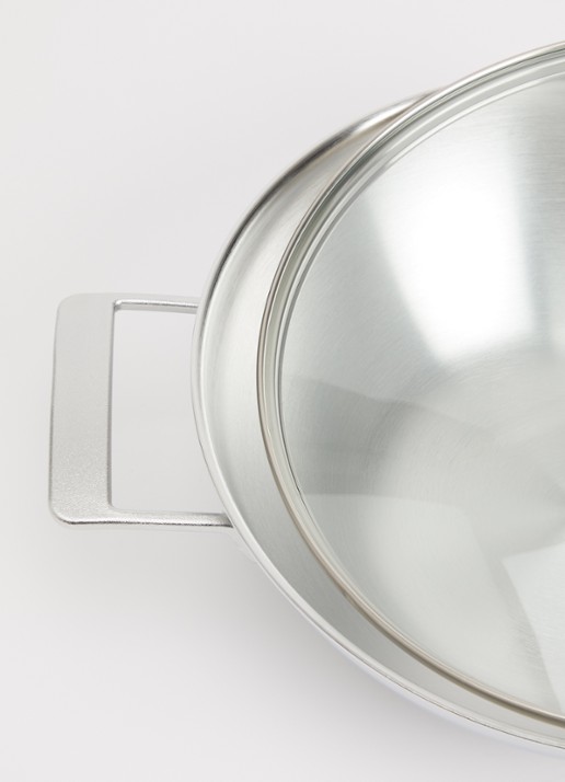 Demeyere Industry 5 wokpan met deksel  - voorkant 3 zilver