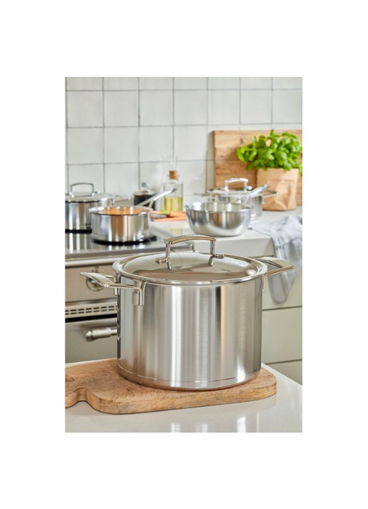 Demeyere Silver soeppan met deksel Ø24 cm - voorkant 3 roestvrijstaal