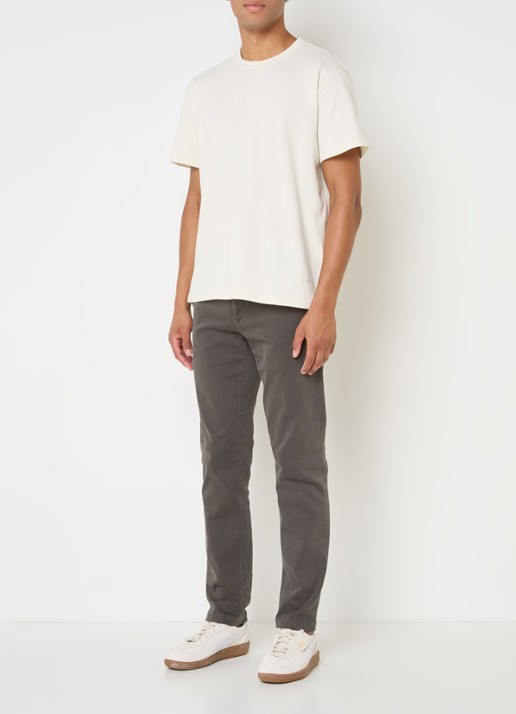 Denham Aldo T-shirt met logoborduring - voorkant 4 creme