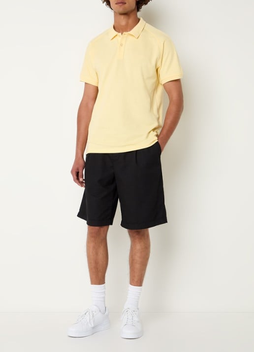 Denham Brian regular fit polo met logoborduring - voorkant 2 geel
