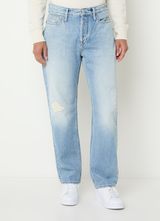 Denham Dagger straight leg jeans met lichte wassing - detail indigo