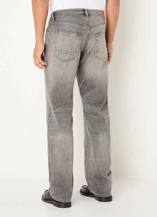 Denham Eastwider straight leg jeans met gekleurde wassing - achterkant 3 lichtgrijs
