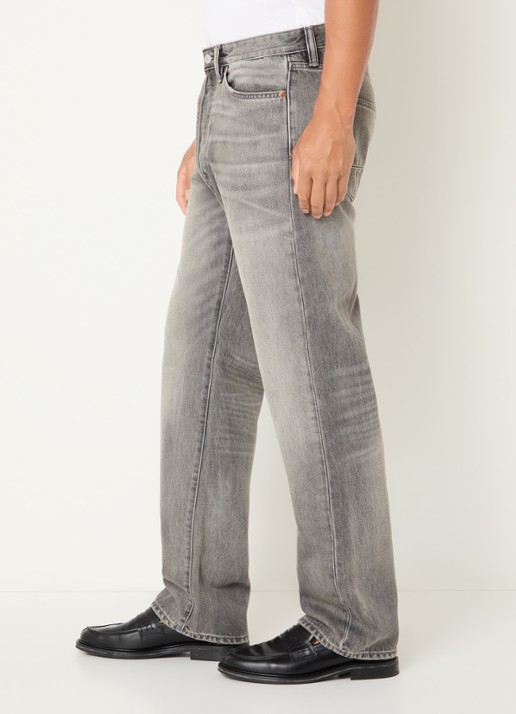 Denham Eastwider straight leg jeans met gekleurde wassing - detail 2 lichtgrijs