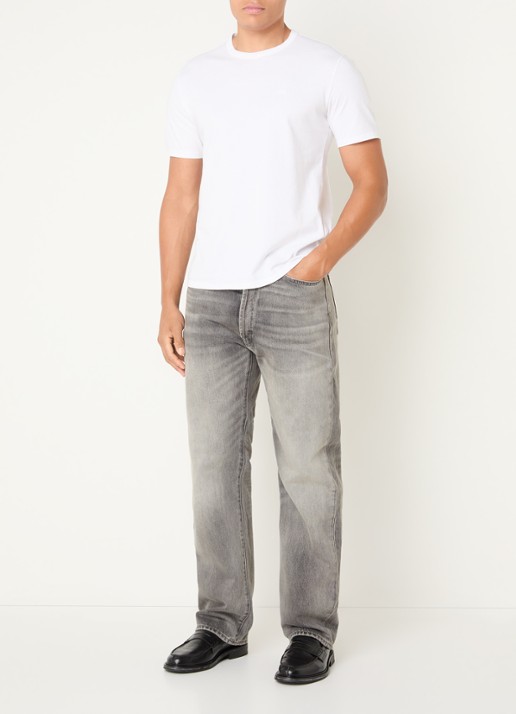 Denham Eastwider straight leg jeans met gekleurde wassing - voorkant 5 lichtgrijs