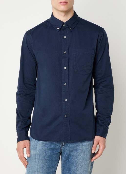 Denham Guilty regular fit overhemd met borstzak - detail 4 donkerblauw