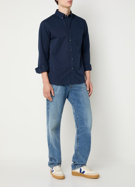 Denham Guilty regular fit overhemd met borstzak - voorkant 3 donkerblauw