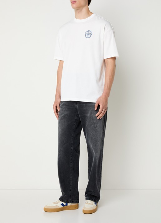 Denham Himari T-shirt met logo- en backprint - voorkant 3 wit