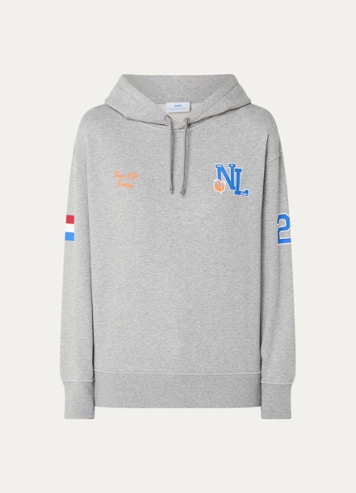 Denham Hoodie met logo- en backprint - voorkant 4 grijsmele
