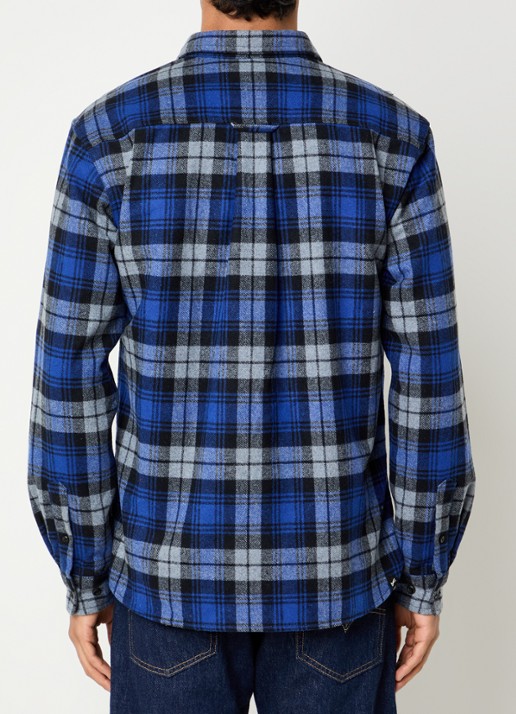 Denham Joe overshirt in wolblend met ruitdessin - achterkant 4 royalblauw