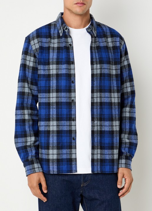 Denham Joe overshirt in wolblend met ruitdessin