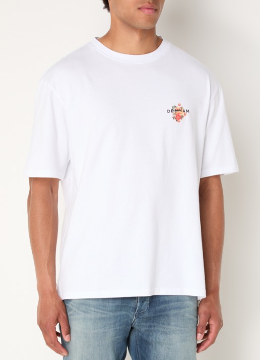 Denham Kansai T-shirt met logo- en backprint - achterkant wit